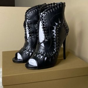 Privileged Black Leather Cut Out Bootie
